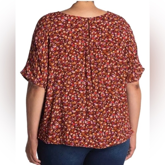 Madewell Rhyme In Spring Ditsy Floral Short Sleeve Blouse Medium Rust - Picture 2 of 15